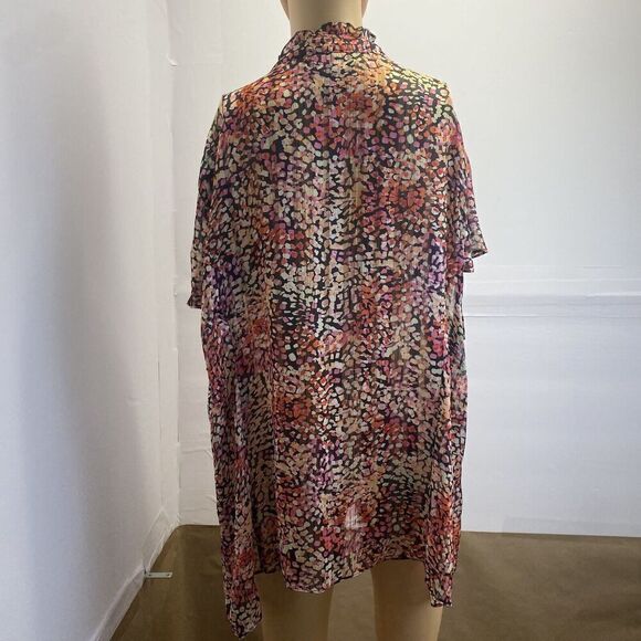 First Option Too Women Short Sleeve Button Up Floral Blouse Multicolored Sz 3X - Picture 3 of 9